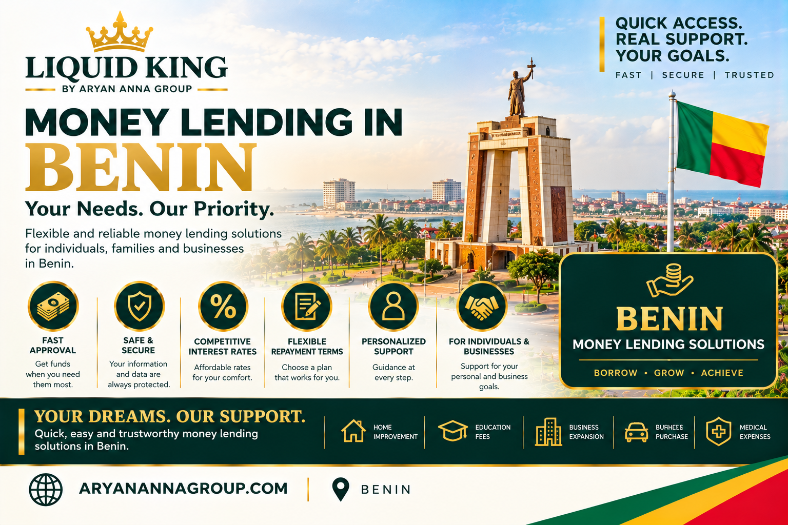 Money Lending in Benin through banking institutions, microfinance providers and business loan services